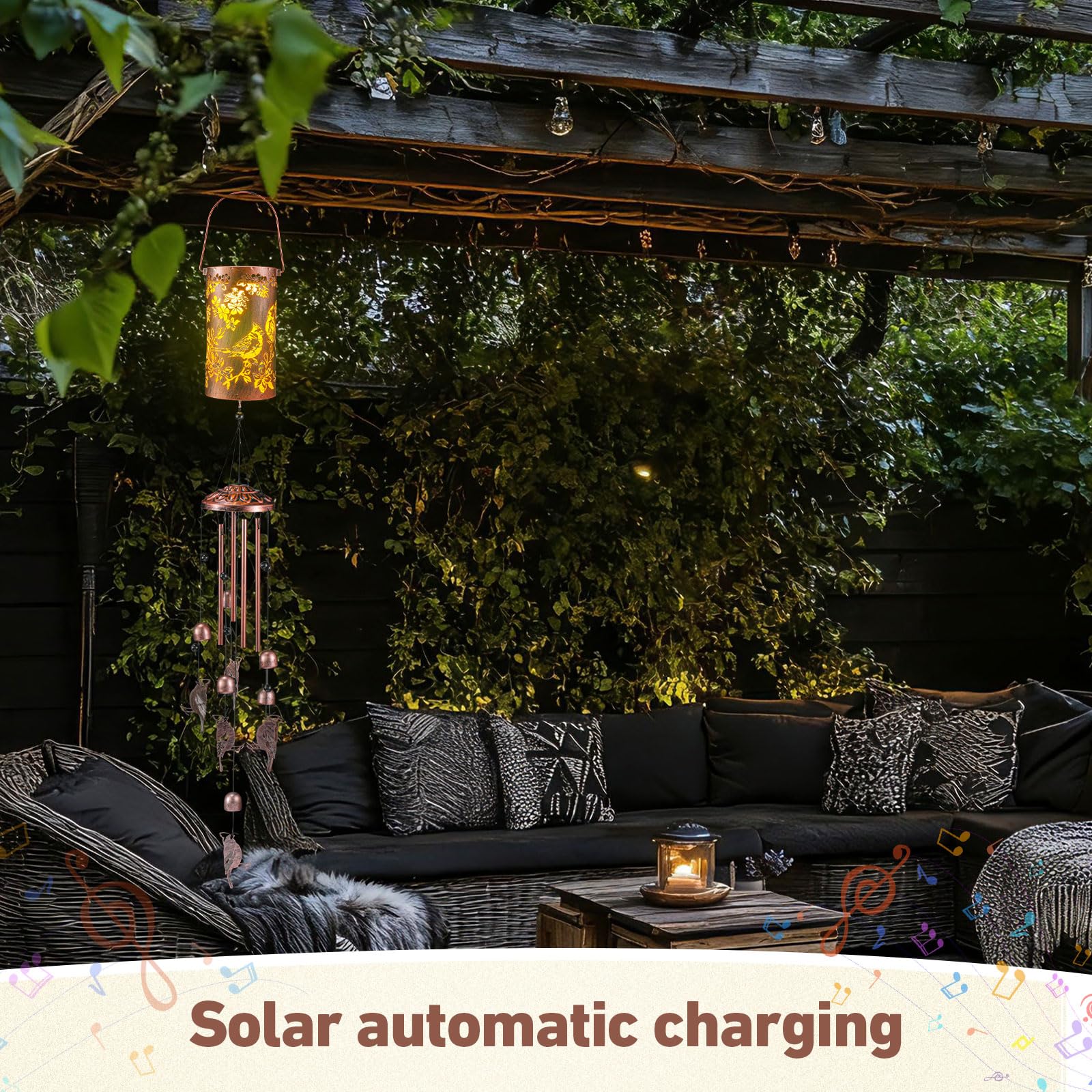 Retisee Cardinal solar wind chime hanging design proves easy porch or door decor.