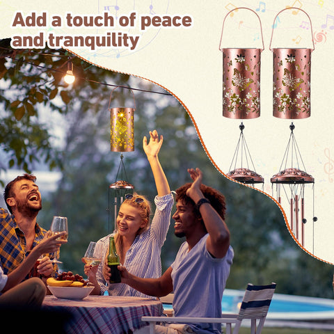 Retisee garden display with butterfly wind chime adds visual interest and tranquil ambience.