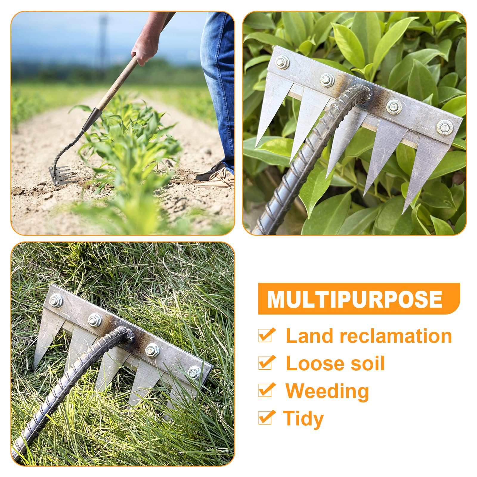 RETOONGKING Ironrake versatile tool for weeding trenching and soil preparation