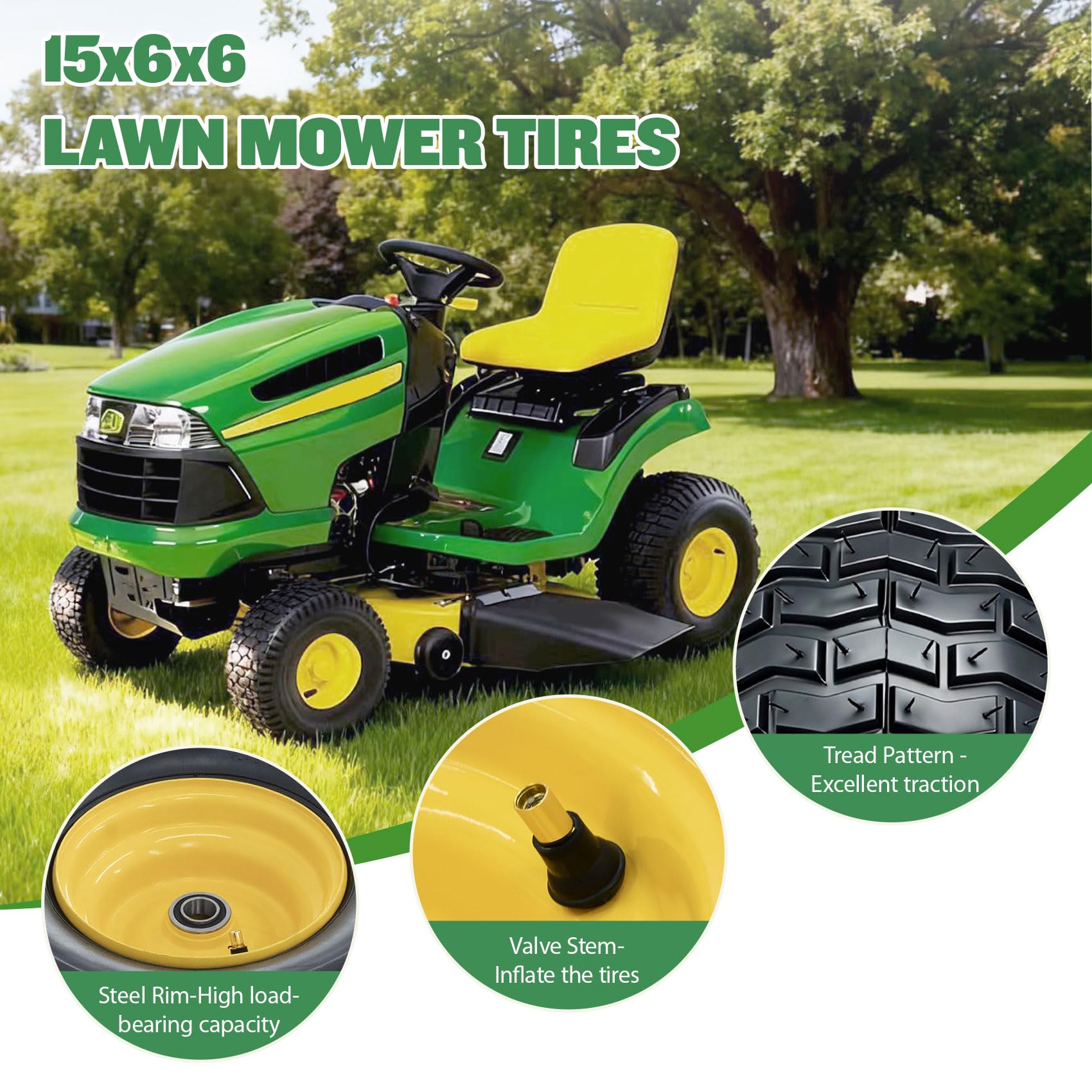 RETOTLA 15x6.00-6nhs on grass traction for stable mowing