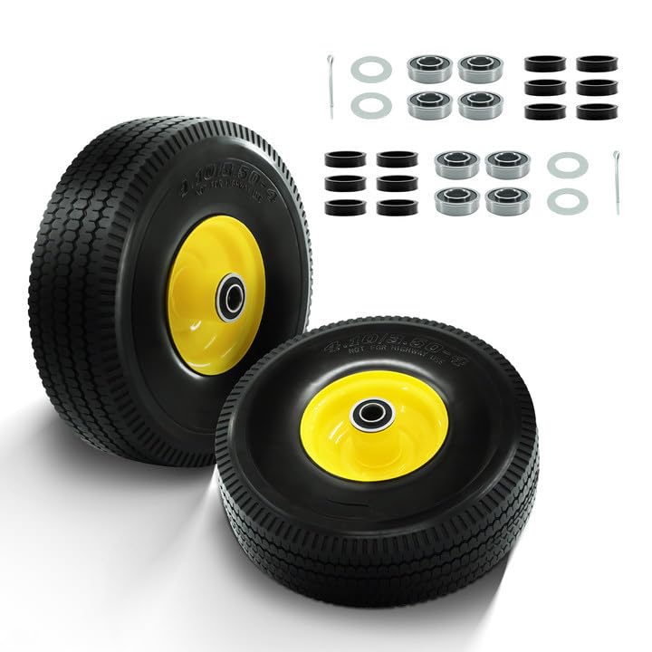 RETOTLA 4.10/3.50-4 flat-free tire side view with rugged PU material for everyday hauling.