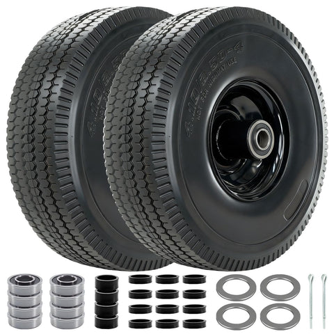 RETOTLA 4.10/3.50-4 tire and wheel pair with flat-free design for carts and dollies.