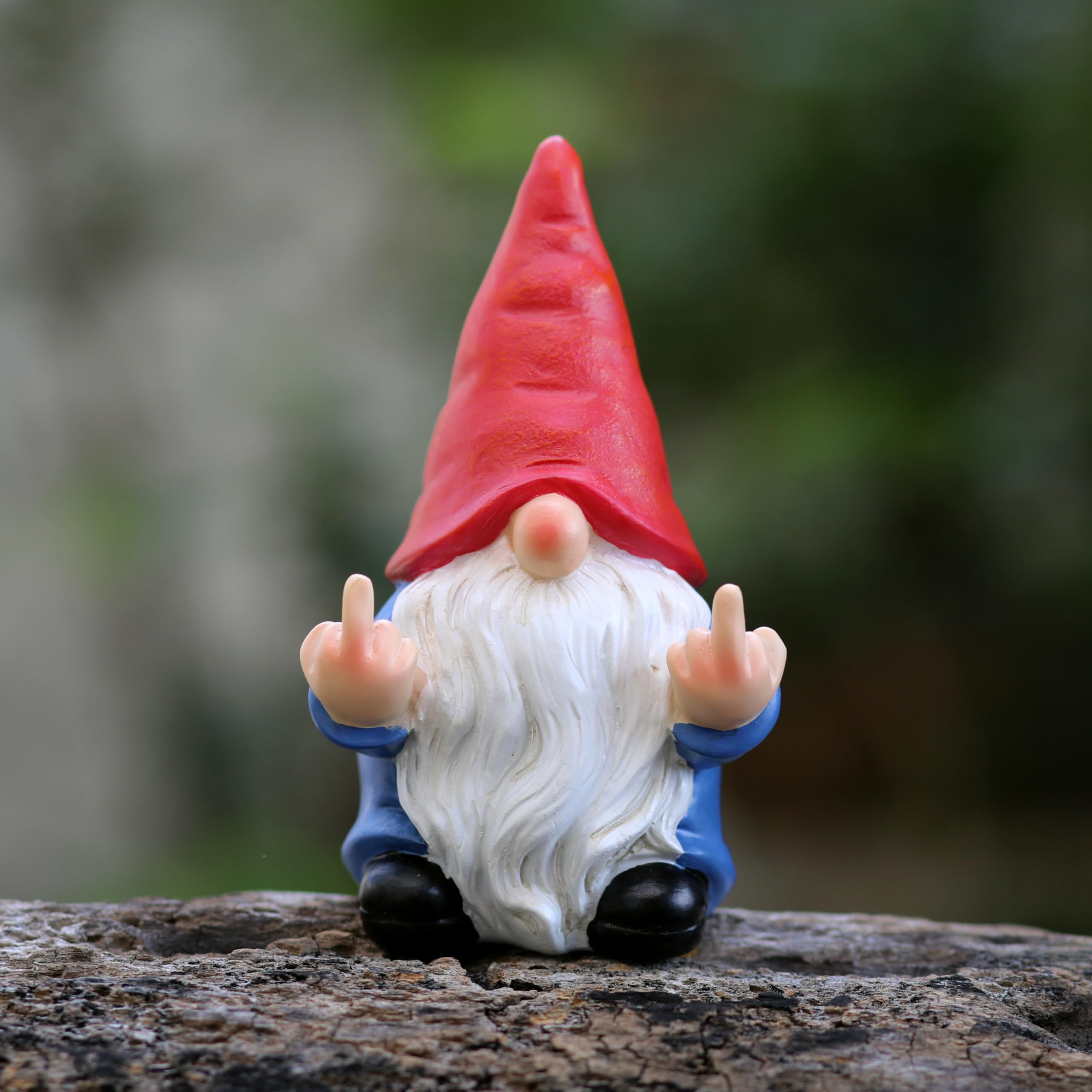 Retro poly resin gnome with weather resistance for year-round outdoor display.