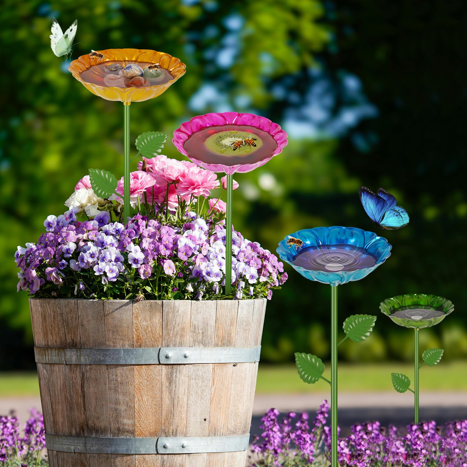 Retyion bee watering station butterfly-feeding-bath supports outdoor pollinators
