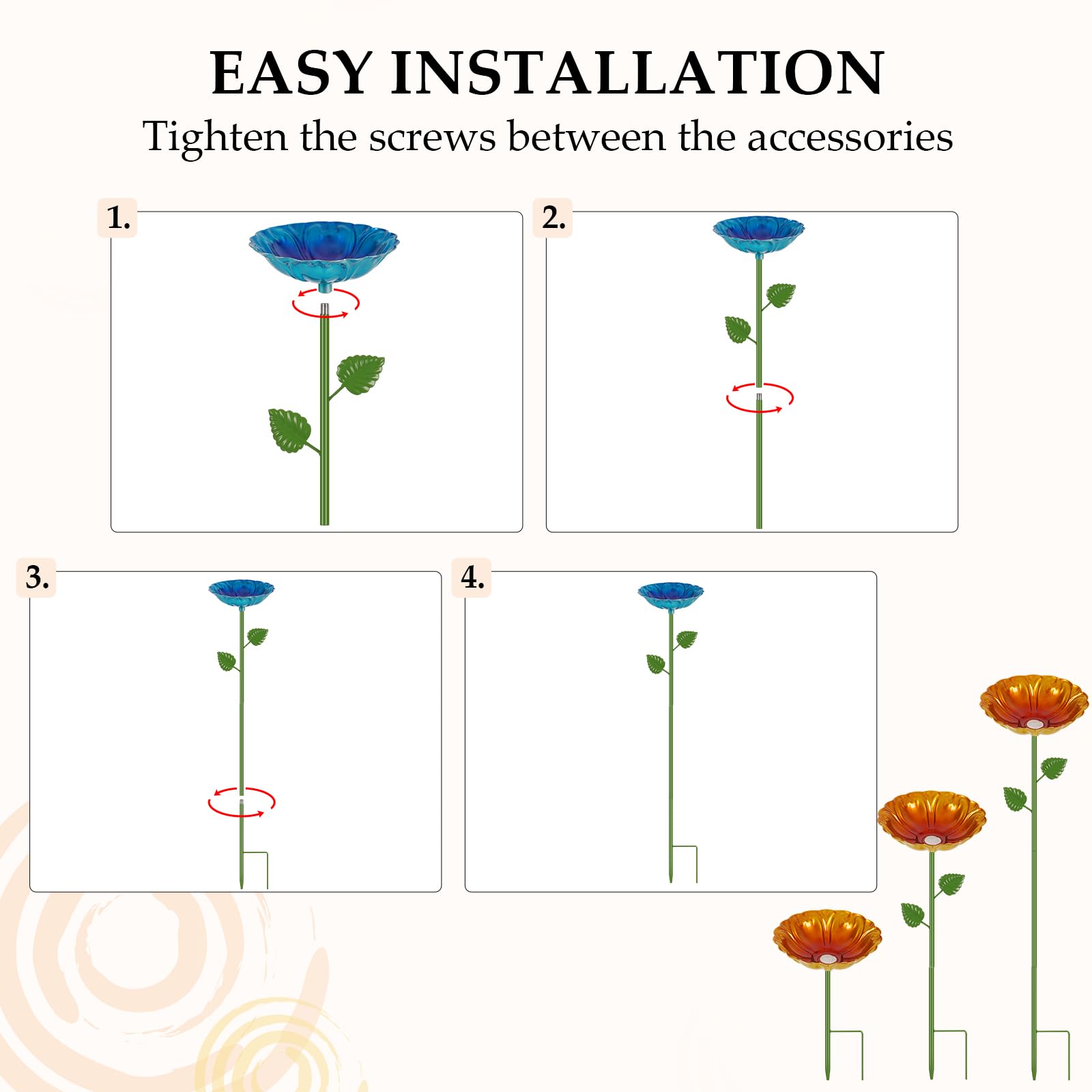 Retyion bee watering station colorful garden stake brightens the garden