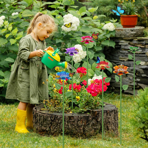 Retyion bee watering station with red flower enhances yard decor while feeding bees