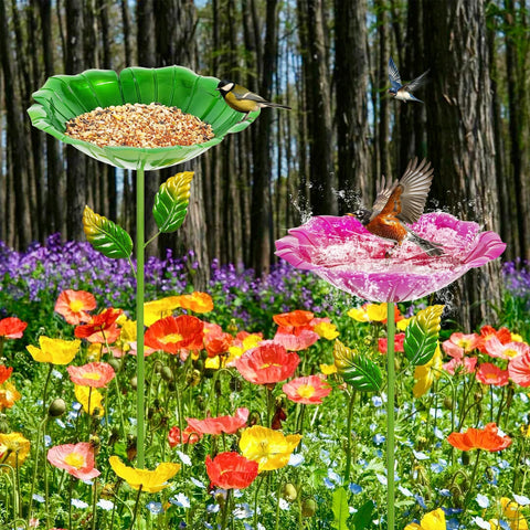 Retyion bird bath water bowl close-up, colorful coating easy to clean.