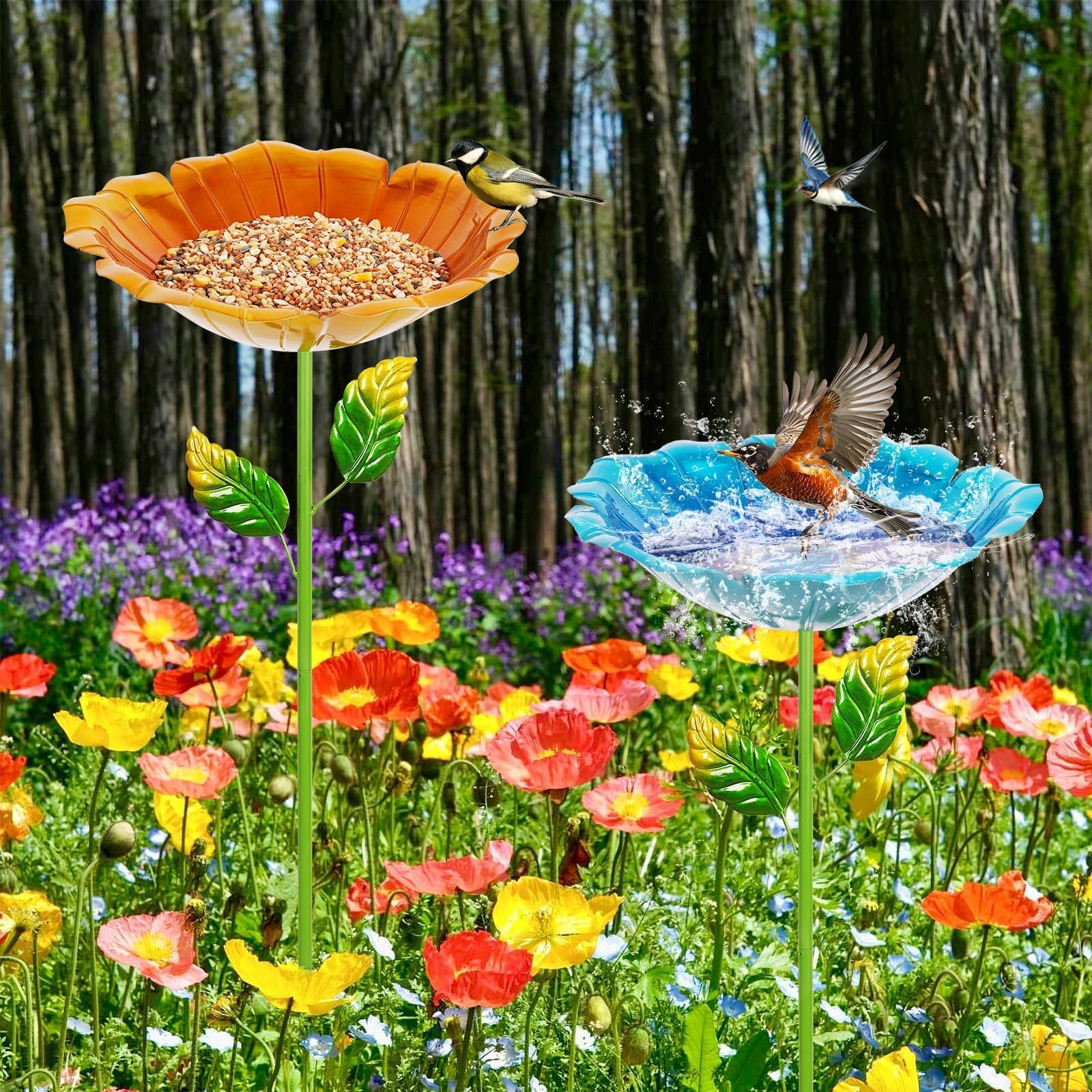 Retyion bird bath stands 31.3 inches tall for visibility.