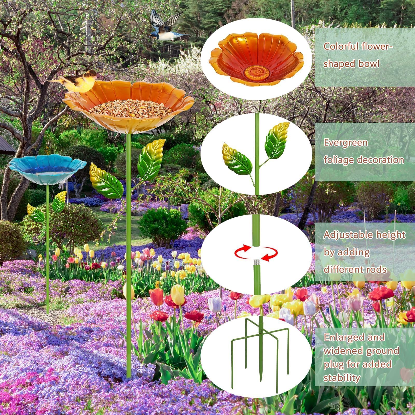 Retyion five-stake setup ensures sturdy outdoor placement.