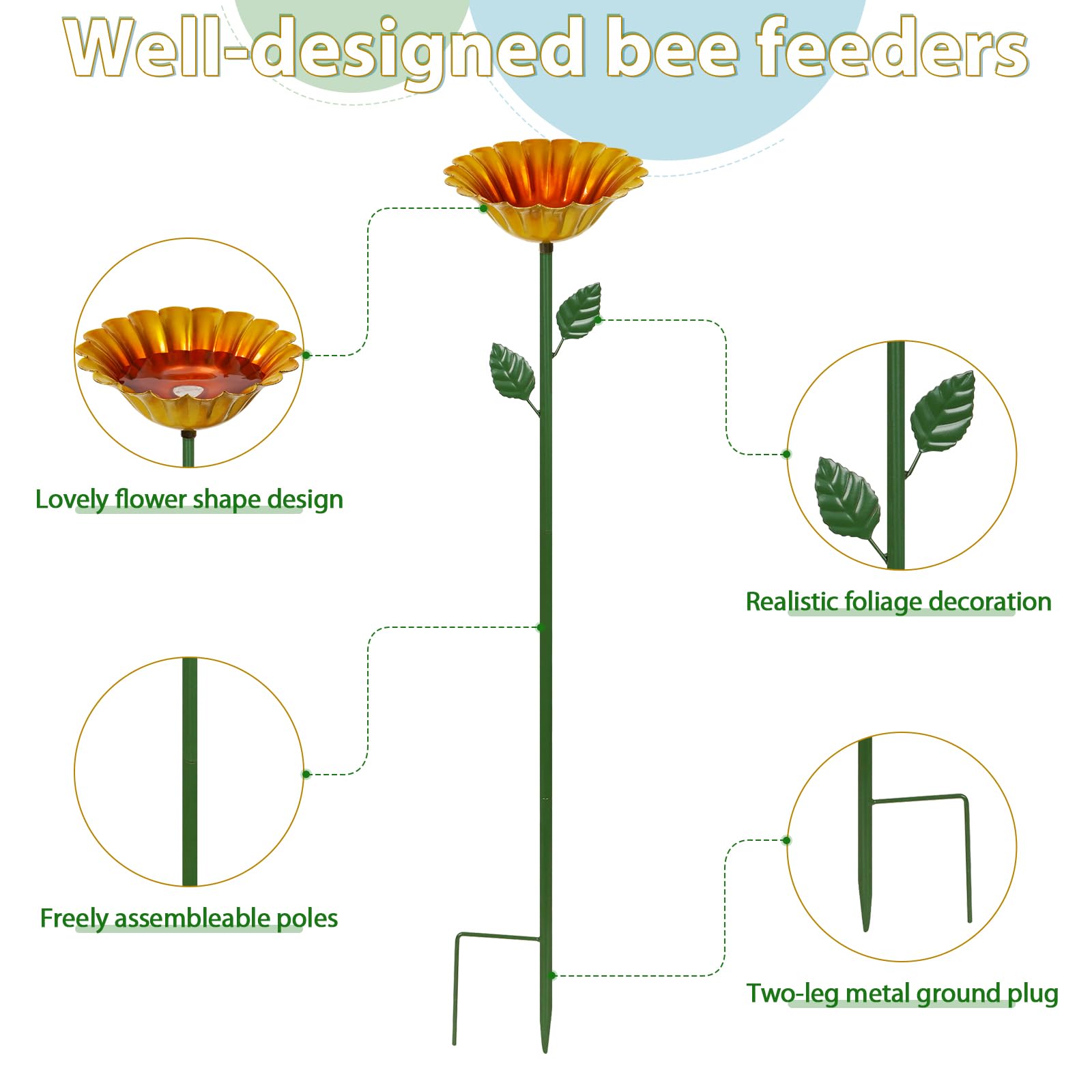 Retyion sponge filling keeps water surface shallow for small pollinators.
