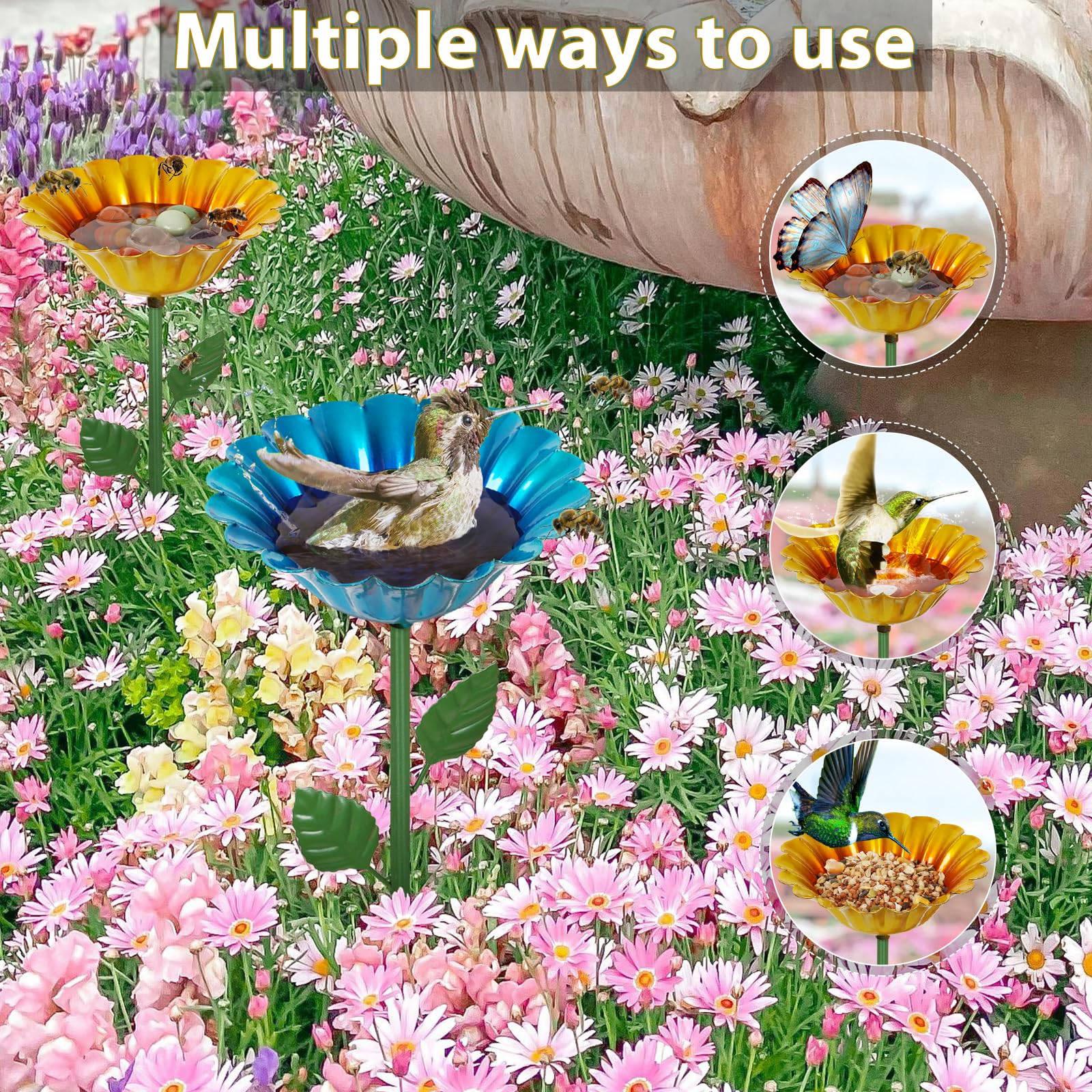 Retyion garden-decor stake highlights versatile, multi-function use in outdoor spaces.