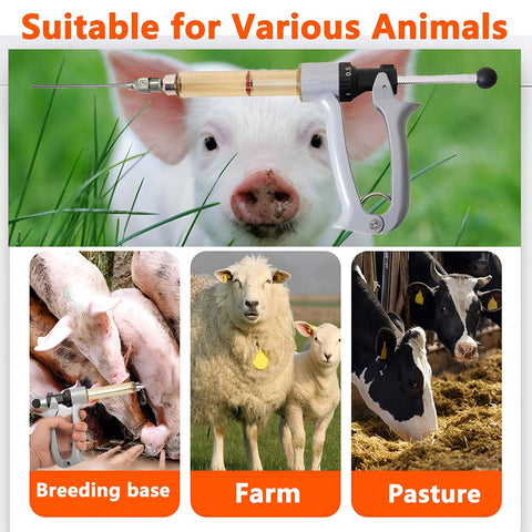 ReuVibk multi-animal syringe tool suits poultry, pigs, and small livestock.