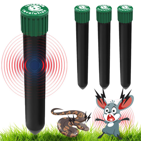 Reusable Revolution 4-pack Mole Chaser packaging ready for yard setup