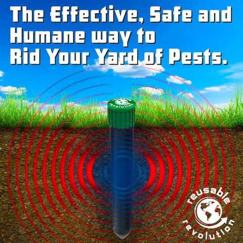 Reusable Revolution Mole Chaser covers up to 8,000 sq ft per stake