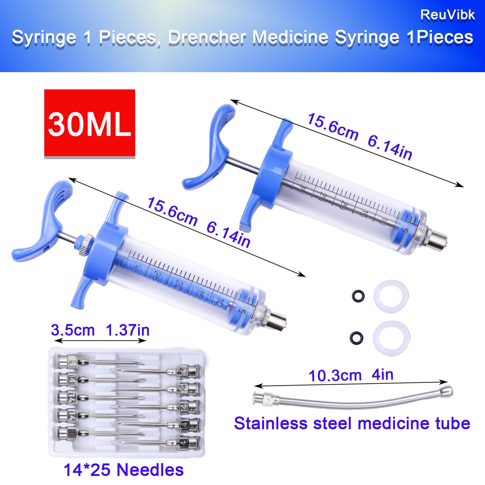 ReuVibk adjustable drench syringe handle enables comfortable grip during use.