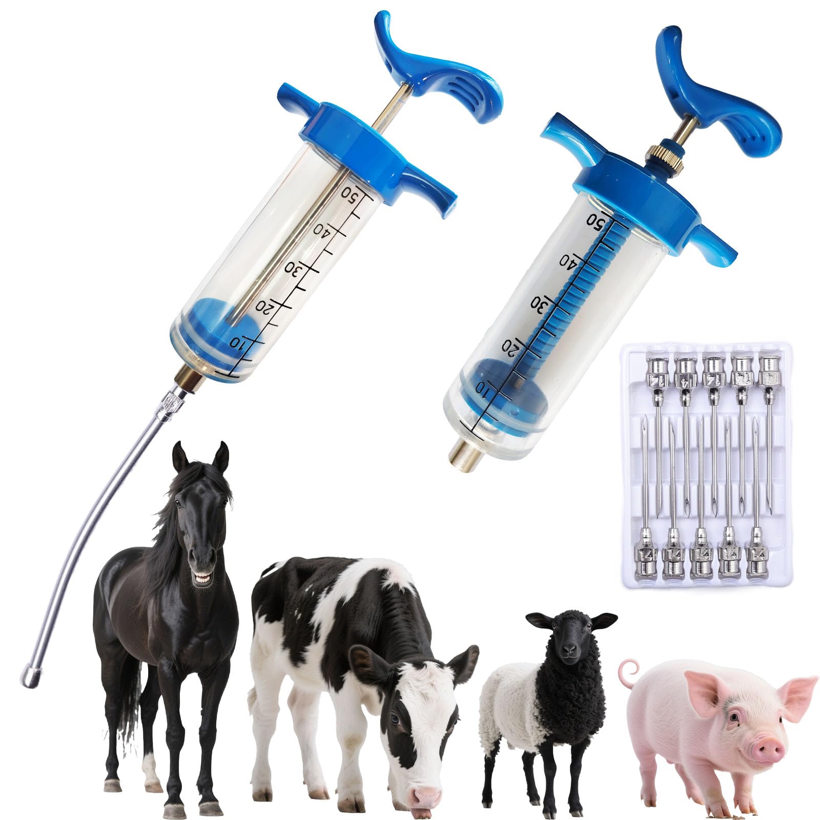 ReuVibk 50ml drenching syringe with clear measurements for precise dosing.