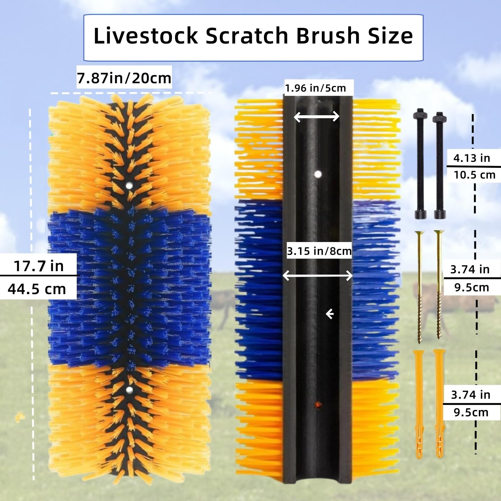 REVAXUP durable bristles on sturdy post designed for large livestock.