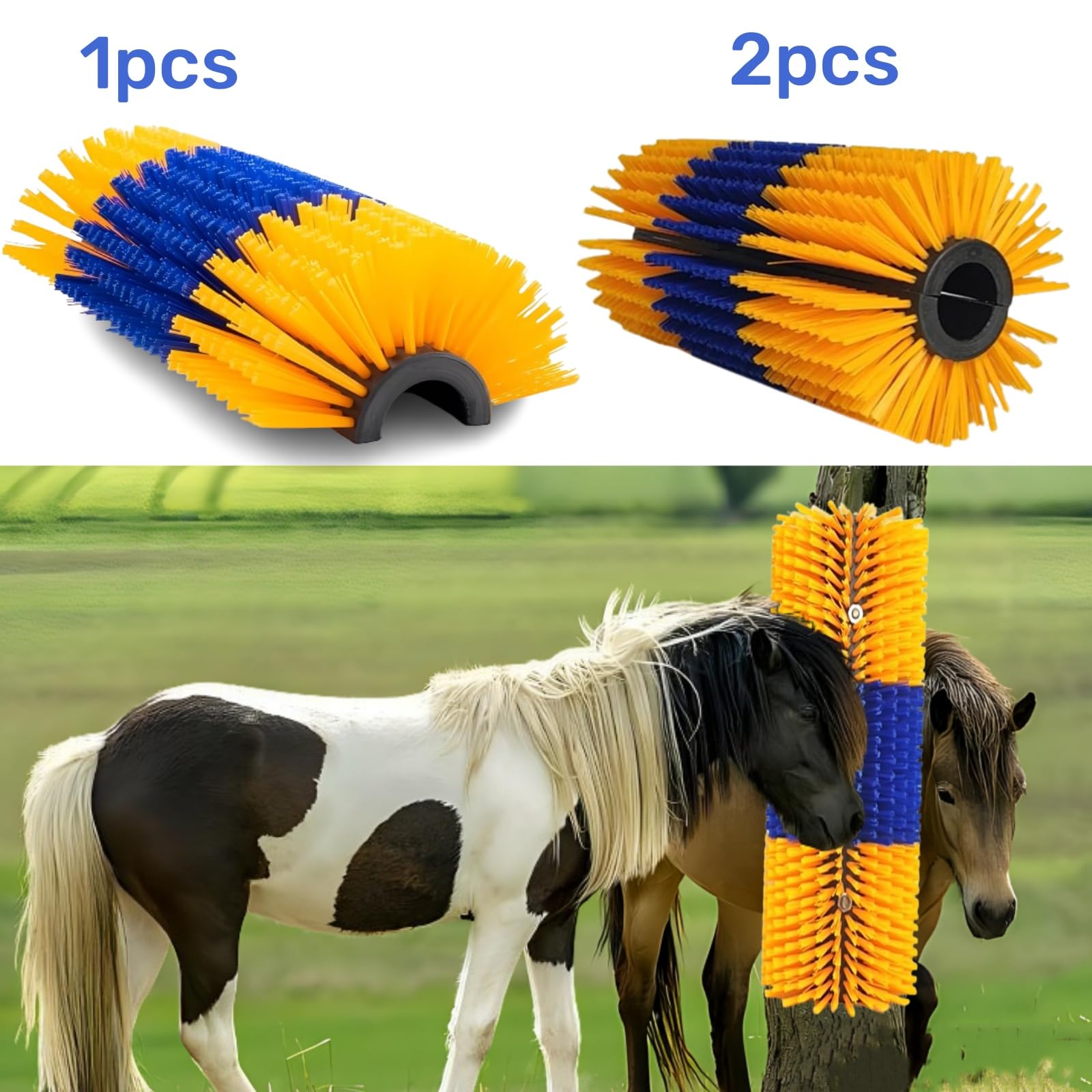 REVAXUP goat scratching post blue yellow ideal for self-grooming.