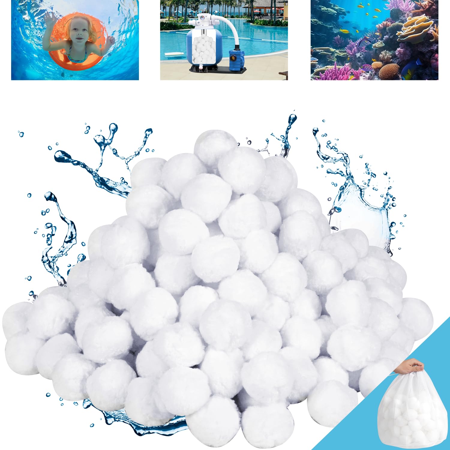 REVICOAR filter balls 4.6-lb pack for easier pool maintenance and reduced backwash