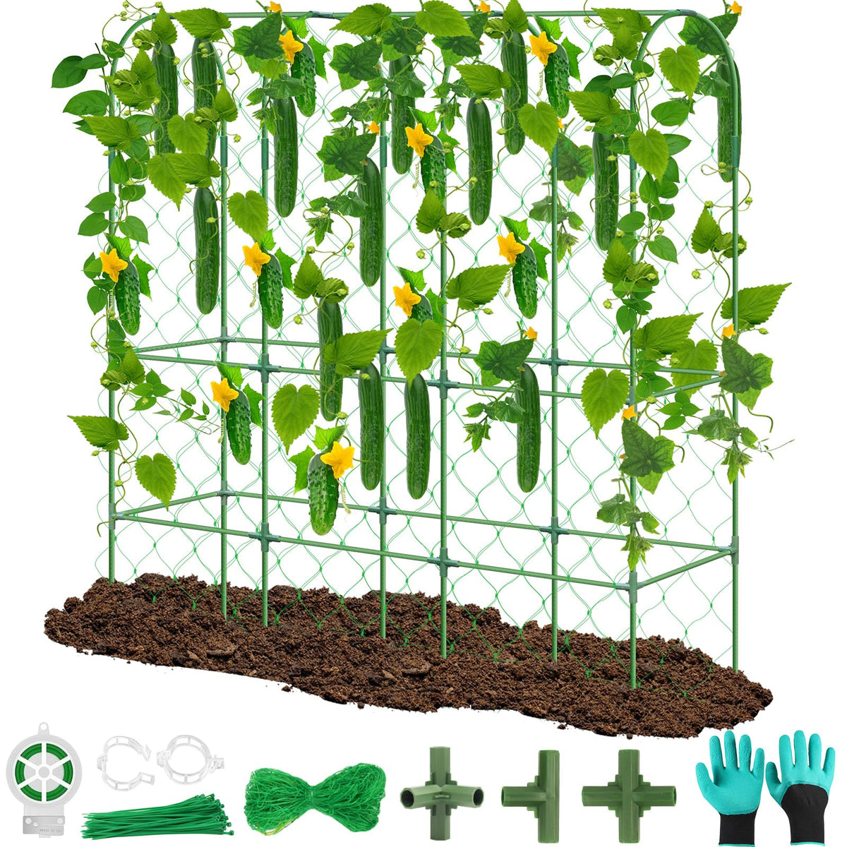REVICOAR U-shape cucumber trellis frame stands tall for stable vertical growth
