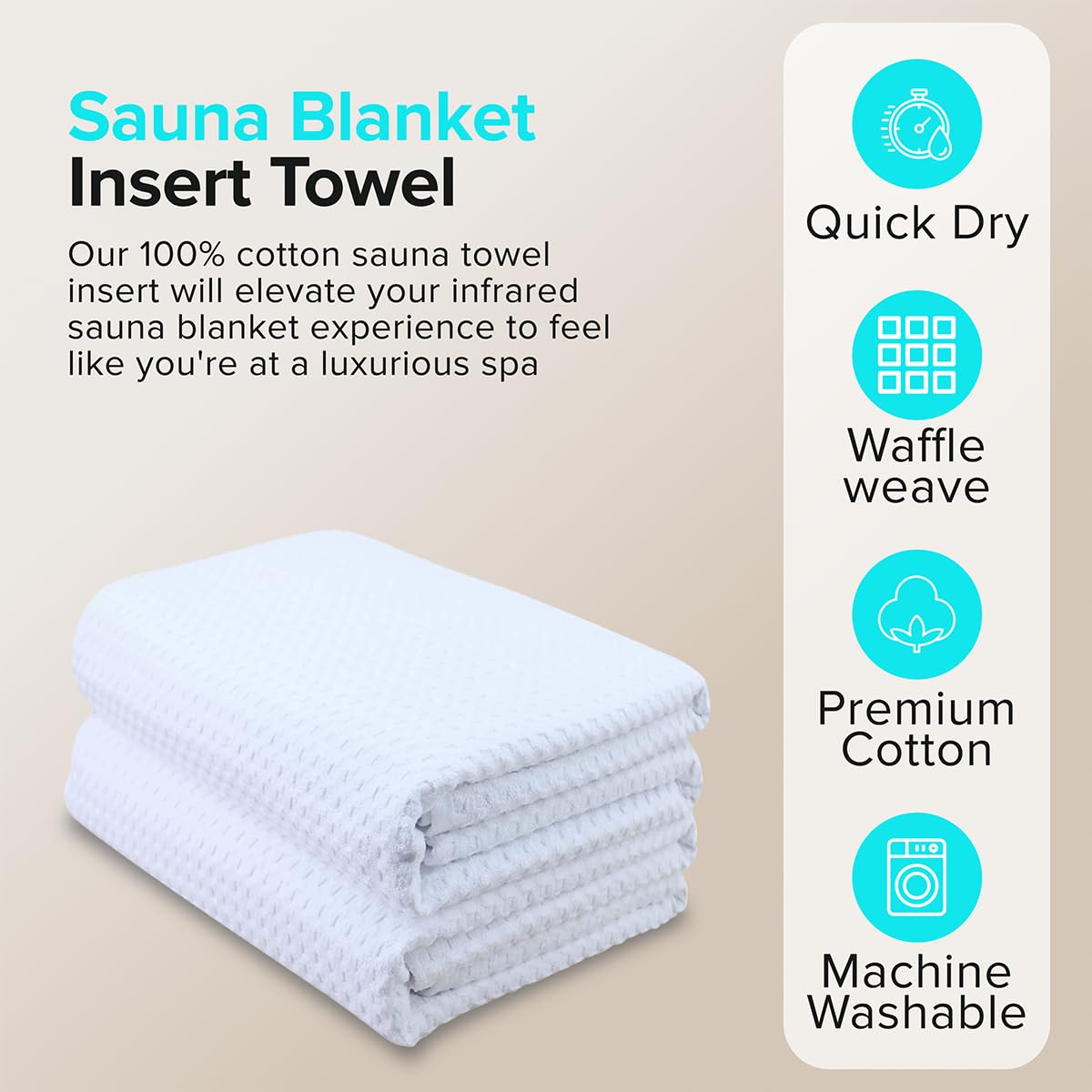 REVIIV soft white cotton waffle towel offers lightweight comfort during home sessions.