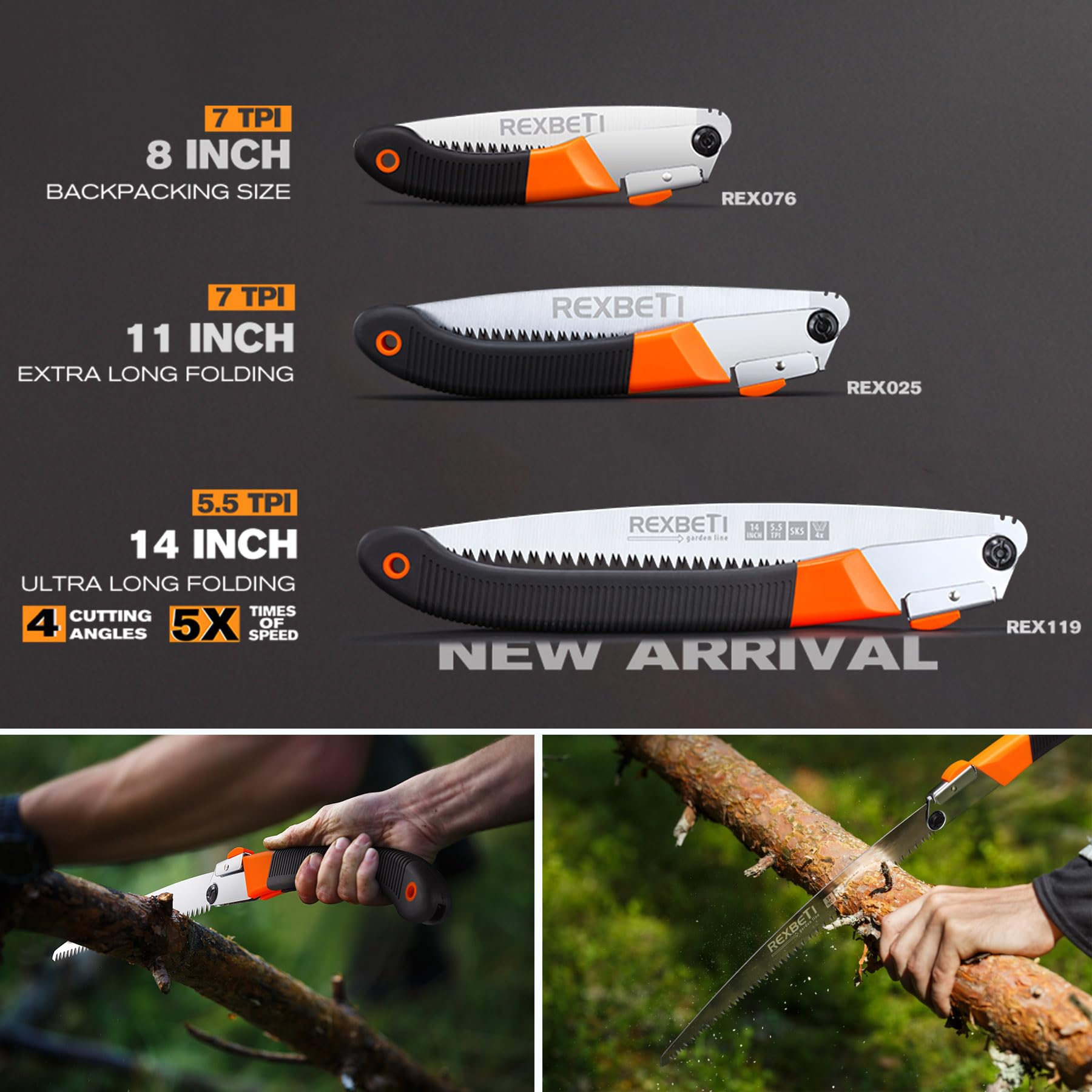 REXBETI 8-inch rubber handle offers a secure grip.