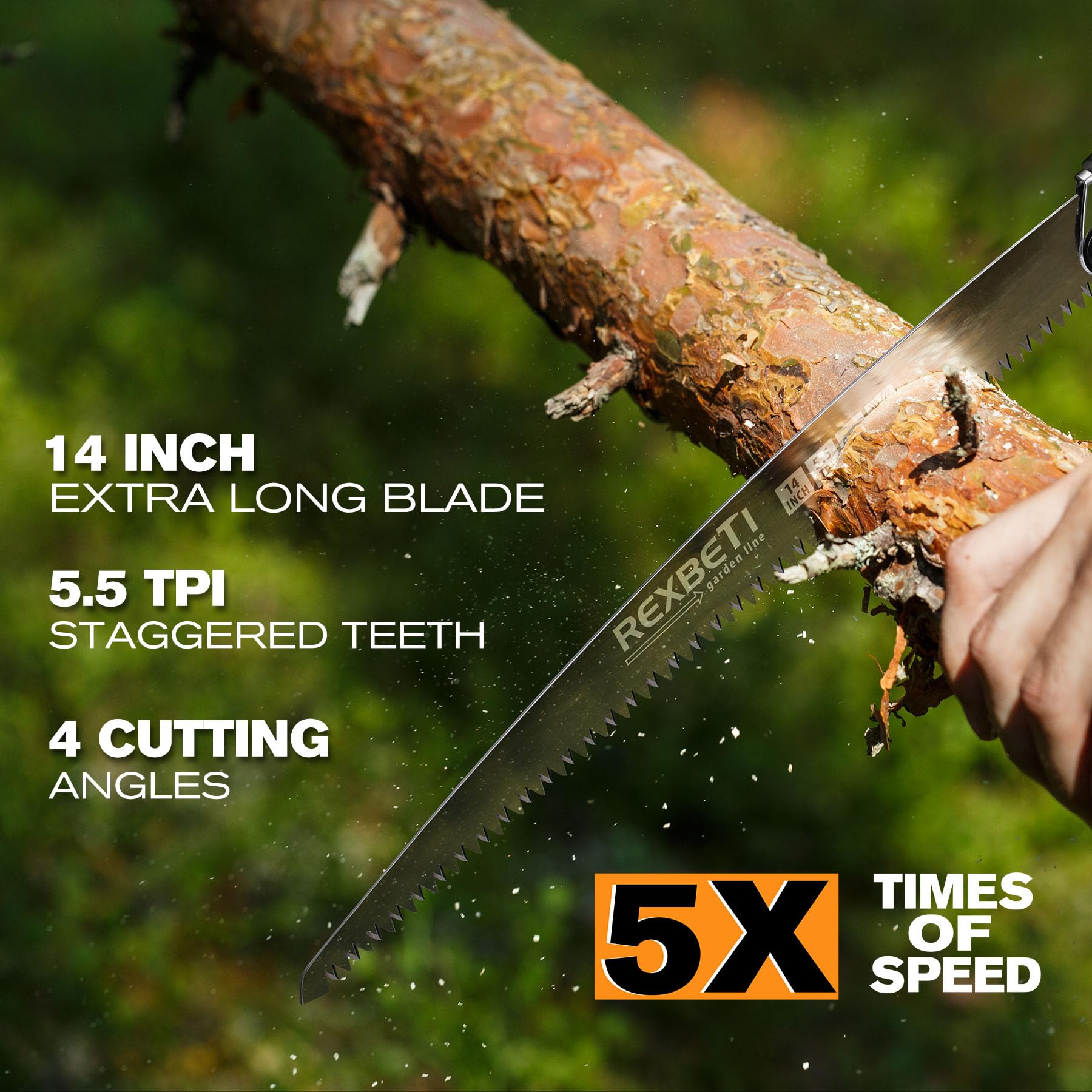 REXBETI saw teeth for smooth sawing through thick branches.