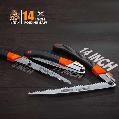 REXBETI folding saw handles dry wood and yard tasks efficiently.
