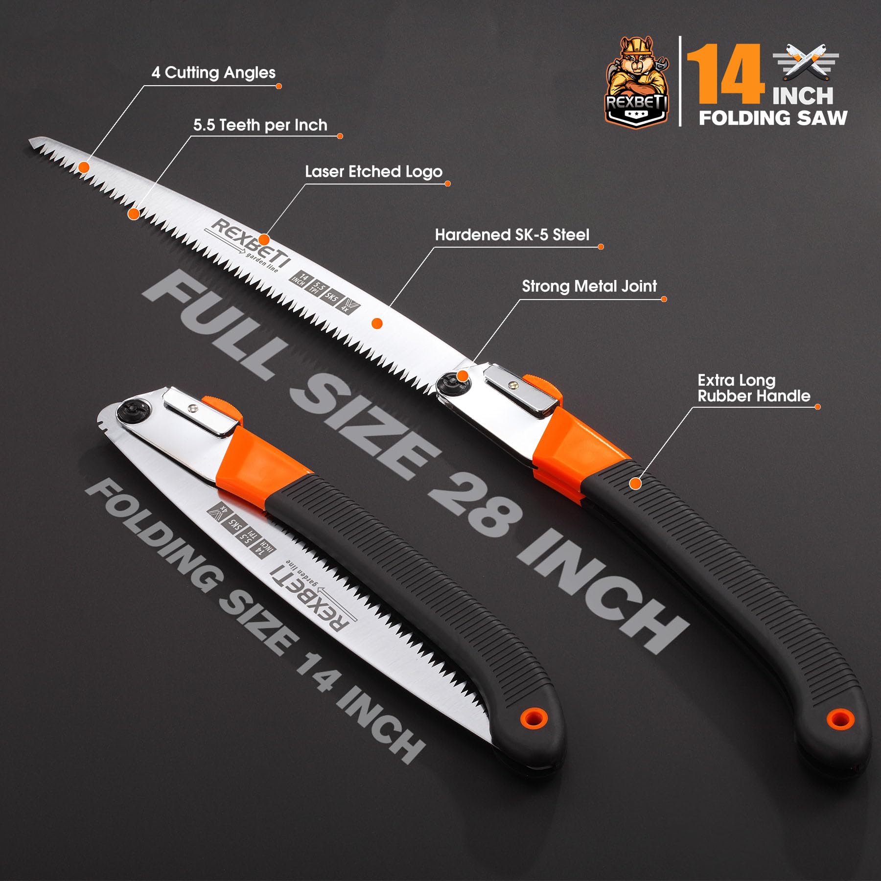 REXBETI SK-5 steel blade delivers durable cutting performance.