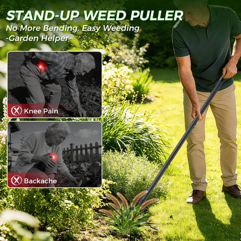 RexWeed adjustable 46-inch handle fits users of all heights.