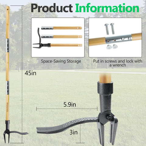 BellaJoyz long-handle design enables comfortable standing weed removal.