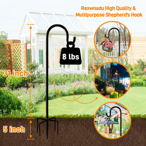 Rexwnadu 36-inch shepherd hook connecting tube simplifies assembly and height adjustment.