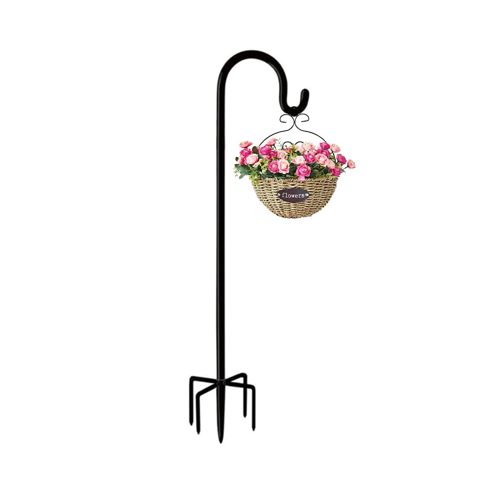Rexwnadu 48-inch shepherd hook base claws enhance outdoor stability for lanterns and planters.