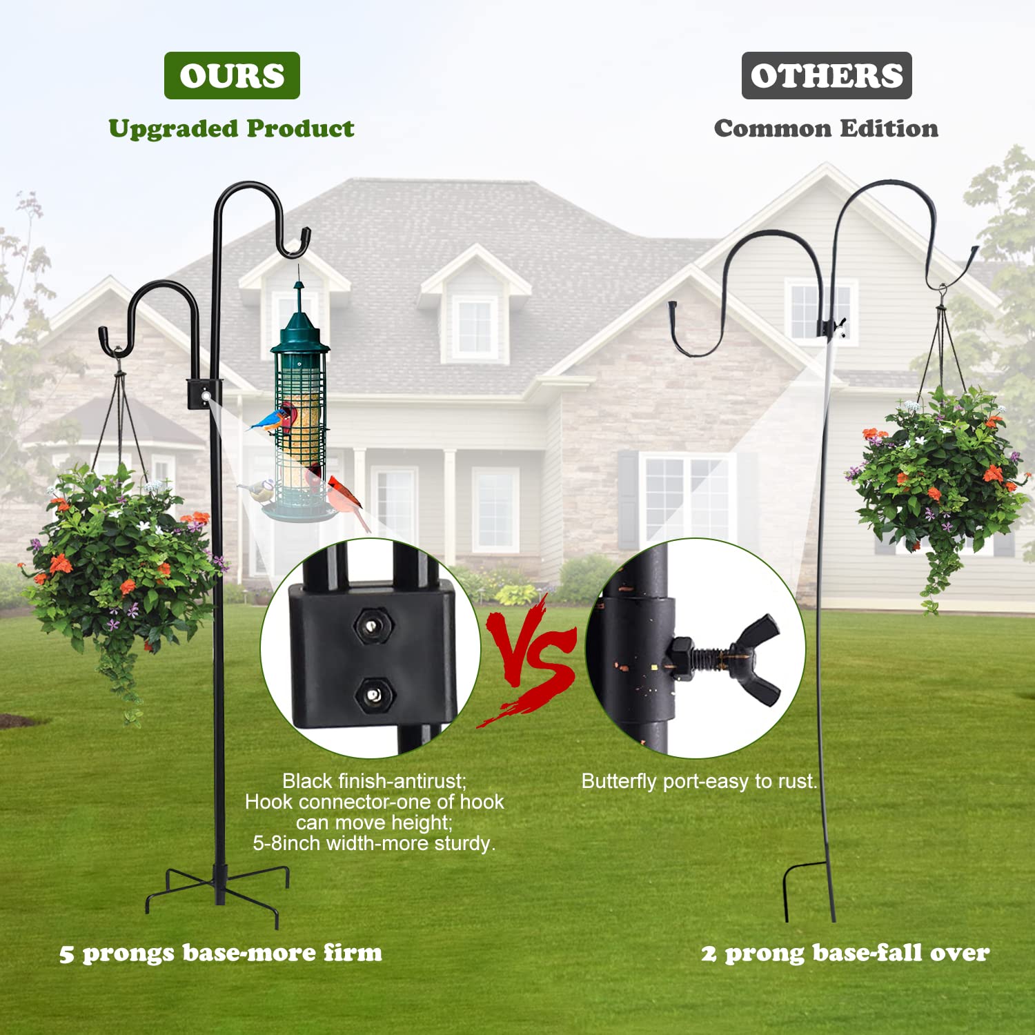 Rexwnadu black powder-coated finish delivers durable, elegant garden hardware.
