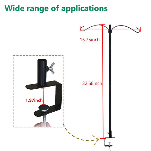 Rexwnadu bird feeder hanger adds decorative height to railing.
