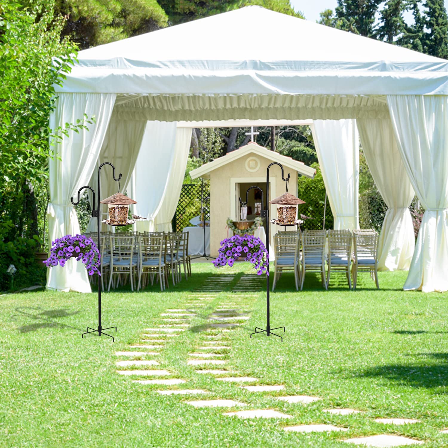 Rexwnadu outdoor multi-use hook system for lanterns, lights, and decor.