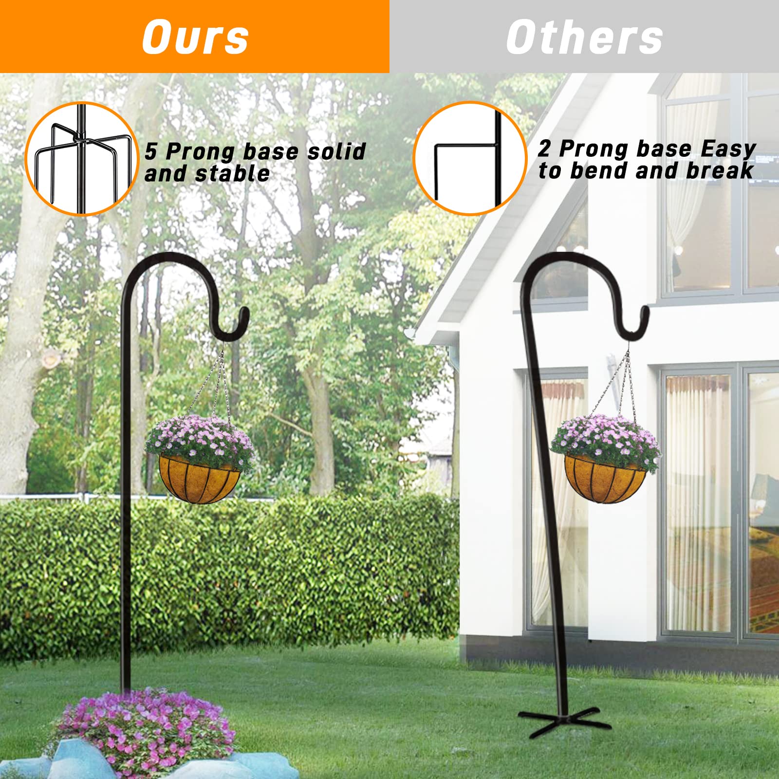 Rexwnadu 5-prong base anchors firmly in soil for lasting use.