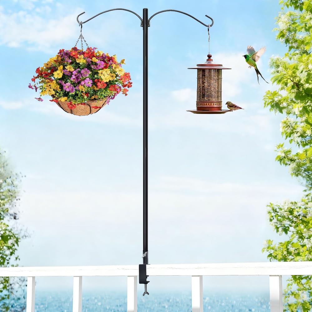 Rexwnadu railing hanger supports wind chimes with minimal space.