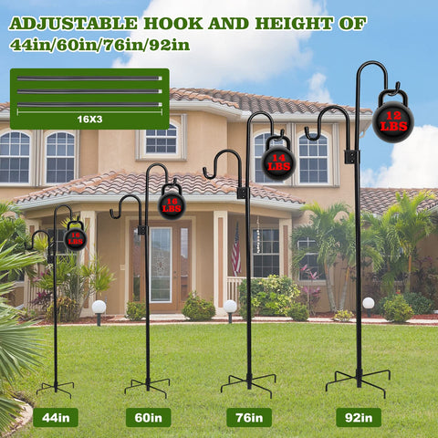Rexwnadu five-prong base provides stable outdoor support for feeders.