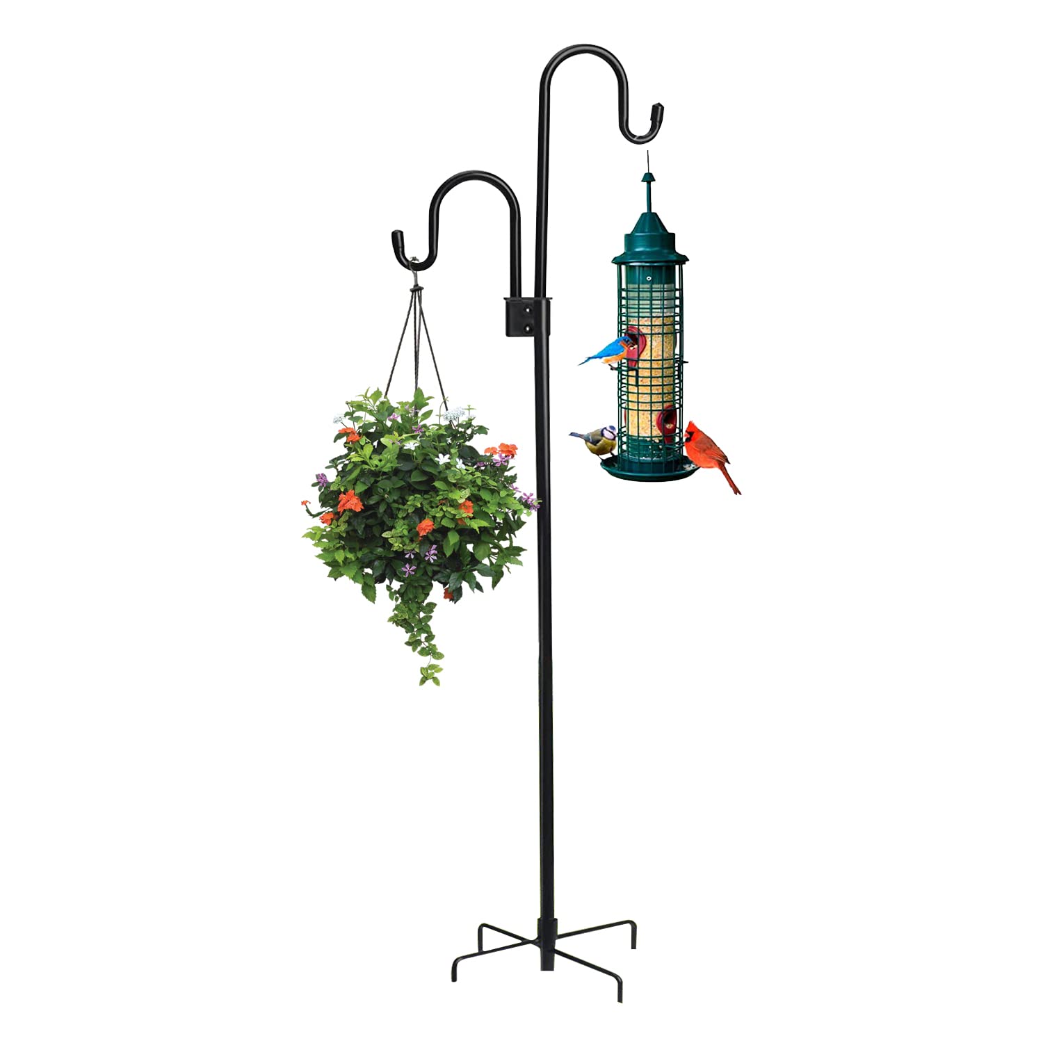 Rexwnadu 76-inch shepherd hook ready to support lanterns and garden decor.