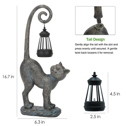 REYISO bronze-style cat figurine for durable yard decor