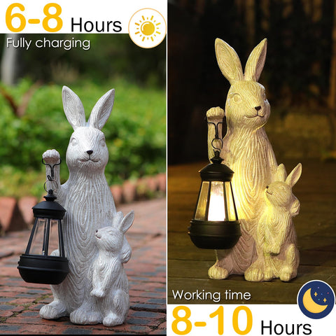 REYISO bunny lantern outdoor light demonstrates weatherproof resin for year-round patio charm