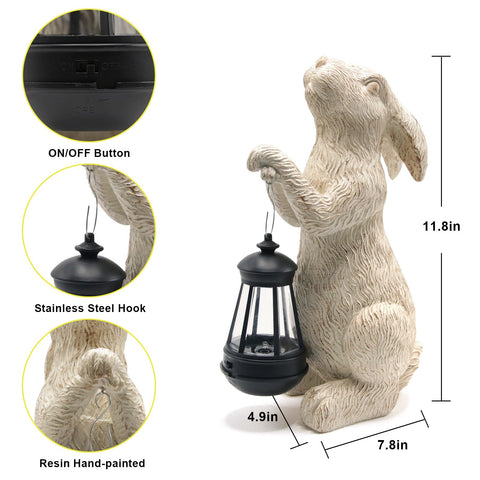 REYISO bunny sculpture brightens walkways with a soft LED glow at night.