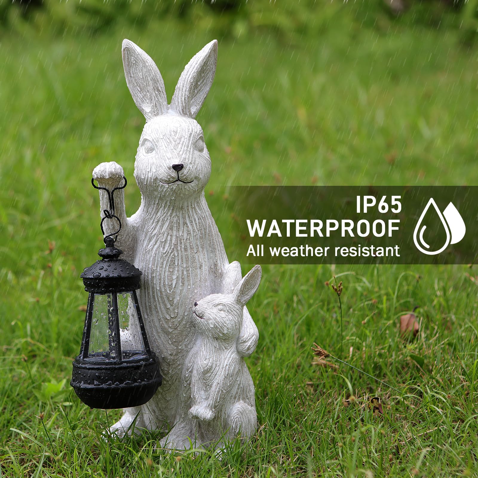 REYISO rabbit garden statue weatherproof resin stays vibrant in all seasons