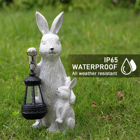 REYISO rabbit garden statue weatherproof resin stays vibrant in all seasons
