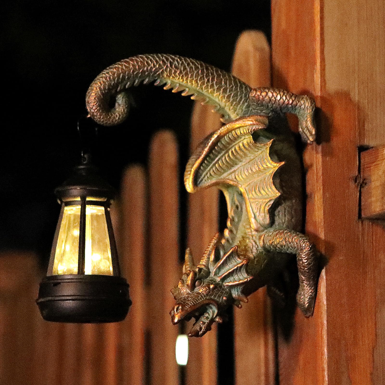 REYISO Solar Dragon Tree Hugger lantern glows to illuminate pathways