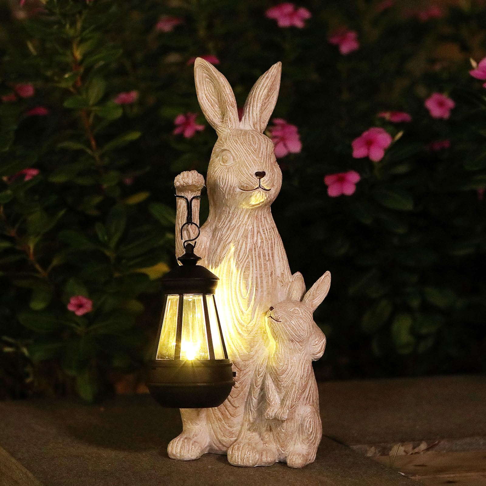 REYISO solar garden statue bunny lights illuminate outdoor spaces with energy-efficient glow