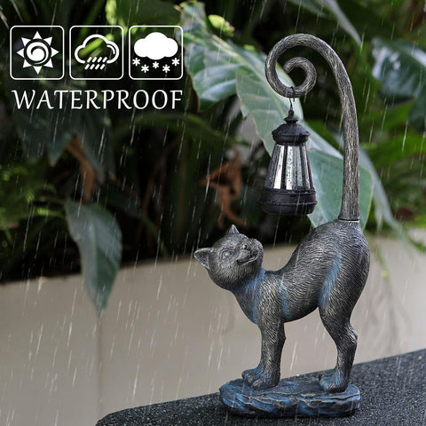 REYISO solar-powered cat lamp ready for outdoor installation