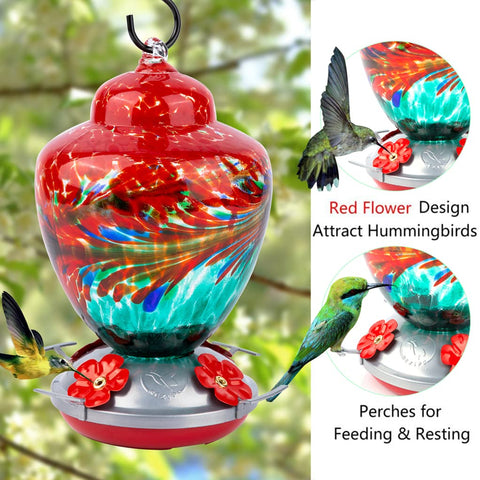 REZIPO hummingbird feeder features ant moat to protect nectar outdoors