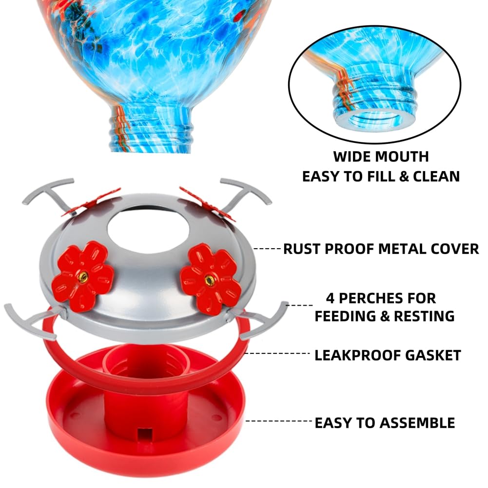 REZIPO hummingbird feeder brushed copper glass boosts garden appeal to birds.
